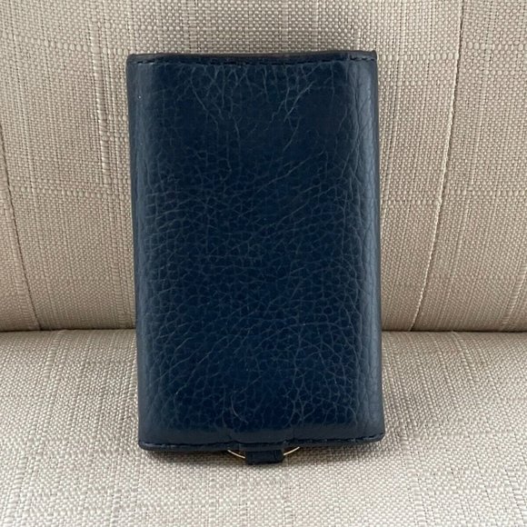 Michael Kors Keys Holder Blue Leather Keychain Mini Wallet Key Fob Keyrings - Picture 10 of 10